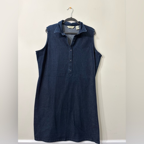 Eddie Bauer Dresses & Skirts - Eddie Bauer Sleeveless Denim Dress - Dark Blue